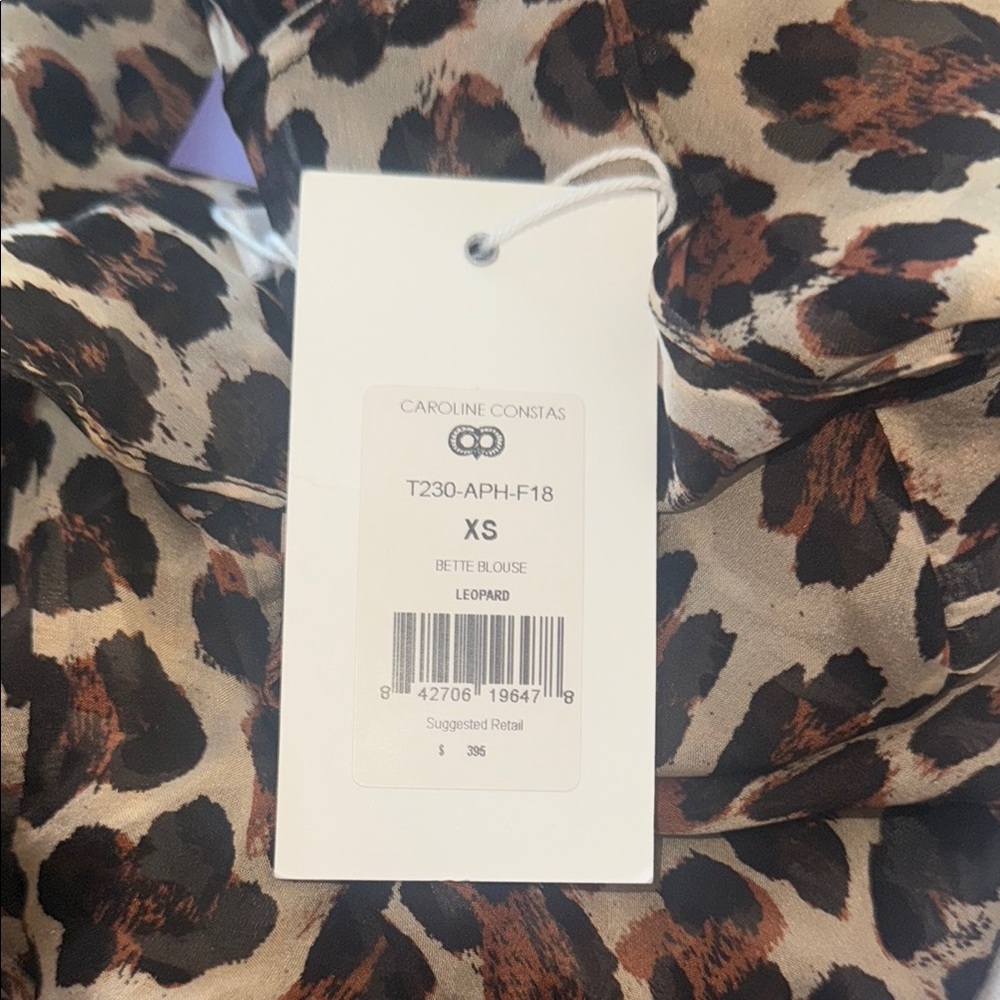 Caroline Constas Bette Blouse Leopard Print Women's Top Size XS NWT - Picture 5 of 5